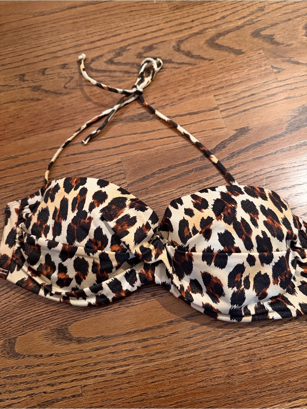 Victoria’s Secret Leopard Print Bikini Top - Cream, Black & Brown Sz 34 C